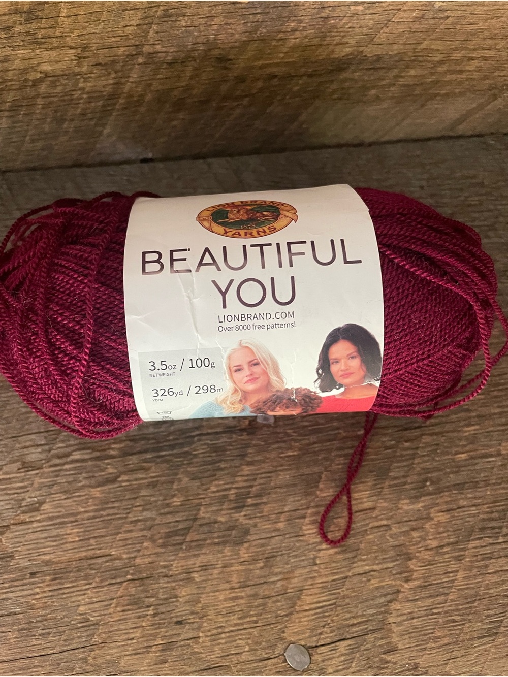 Lion brand beautiful you yarn Zinfandel color 1 skein NWT